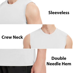 Chaleco deportivo para hombre, camiseta sin mangas de secado rápido, cuello redondo, suelta, abierta, dividida, camiseta sin mangas de Color sólido, camisetas sin mangas con estampado de logotipo personalizado para hombre - Product Image 5