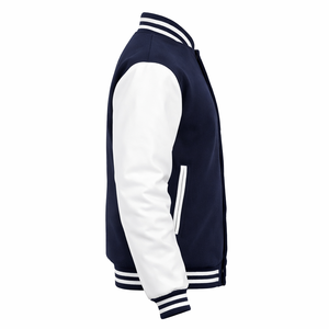 แจ็คเก็ตวาร์ซิตี้คลาสสิกสำหรับผู้ชาย ตัวเสื้อทำจากผ้าขนสัตว์ แขนเสื้อทำจากหนัง แจ็คเก็ตเลตเตอร์แมนแบบนักศึกษา ผู้ผลิตแบบ OEM - Product Image 3