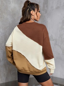 Sweat-shirts amples en molleton de coton pour femmes, personnalisables avec logo, à capuche et col rond, chauds pour l'hiver, style streetwear décontracté, vente en gros - Product Image 2