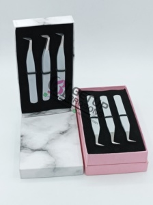 Professional Best Design 90 Degree <b>Light</b> Grey Powder Coating Plain Eyelash Extension Tweezers Stainless Steel Beauty Instruments - Product Image 5