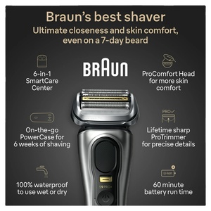 Braun Series 9 PRO+ Electric Razor for Men, ProComfort Head, Powercase, 6in1 SmartCare Center, 9599cc Shaver, <b>Silver</b> - Product Image 3
