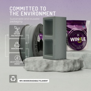 เส้นพลาสติกสำหรับเครื่องพิมพ์สามมิติ WINKLE Cement PLA HD แบบมีผิวสัมผัส ขนาด 1.75 มม. น้ำหนัก 1 กก. คุณภาพมาตรฐานยุโรป ES ย่อยสลายได้ พิมพ์ง่าย ความแม่นยำสูง 190-230 องศาเซลเซียส - Product Image 6