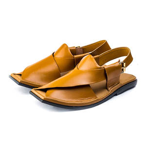 Chaussures pour hommes peshawari chappal de première qualité faites à la main en cuir pur design traditionnel élégant semelle souple mode en gros - Product Image 4