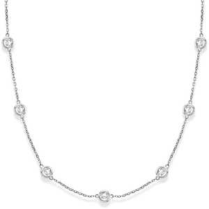 สร้อยคอเพชรทรงเหลี่ยมประดับขอบทองคำขาว 14k 3.50 กะรัต - Product Image 1