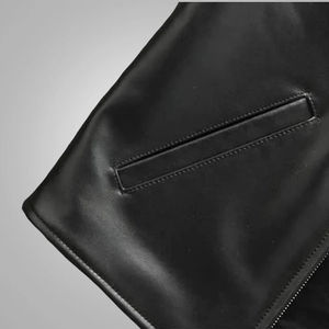 Chaleco de cuero genuino de invierno transpirable vaquero de piel de Oveja Negra para hombre - Product Image 2