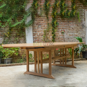 Table à manger moderne en teck massif à 8 places pour l'intérieur, l'extérieur, le jardin, le patio et le balcon. - Product Image 1