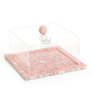 New Latest Design Mosaic Mother of Pearl Inlay Serving Tray with Acrylic Cover MOP <b>Chocolate</b> Serving Trays Ramadan Eid Decor - Product Image 5
