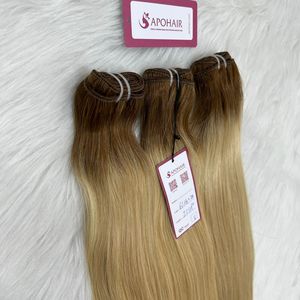 Hot Selling Virgin Ombre Straight Wave Cuticle Aligned Human Hair Extensions Double Weft Vendors' Wigs Chinese Hair Style - Product Image 2