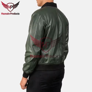 Chaqueta bomber de cuero verde Shane para hombre, ropa de abrigo elegante de cuero PU para motocicleta para montar, chaqueta de cuero para hombre Shane verde - Product Image 4