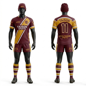 Uniforme de rugby pour hommes, 260 GSM, mélange polyester-spandex, respirant, design à panneaux rayés, logo personnalisé par sublimation et broderie - Product Image 4