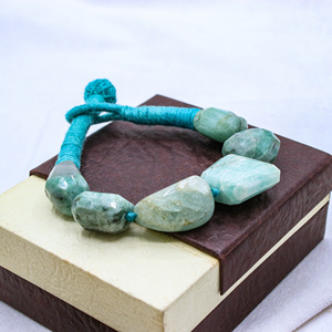 Memoria Jewels New Collection Natural Uneven Shaped Larimar Gemstone <b>Chakra</b> Healing Thread <b>Bracelet</b> IGI Certified Rajasthan - Product Image 6