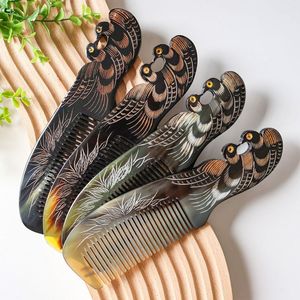 STATIC BOOST COLORS CORNE BUFFALO VENTE EN GROS Peignes en corne antistatique naturels pour les cadeaux de vacances par l'artisanat en croissant - Product Image 3