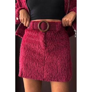 Minifalda Gris con Aspecto de Piel Sintética para Mujer, Marca Topshow - Falda Corta Elegante de Invierno para Uso Casual o de Fiesta - Product Image 4