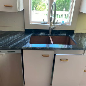 Carrelage moderne en granit noir aqua, bloc cuisine, salle de bain, surface antique polie et sablée - Product Image 1