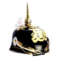 Casque Pickelhaube Prussien en Cuir Noir de Haute Qualité Fait Main avec Motif Aigle et Pointes – Idéal pour Halloween – Prix de Gros