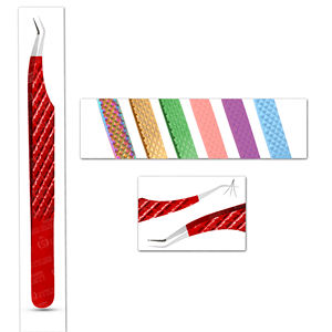 Pinzas de extensión de pestañas no corrosivas duraderas de Punta puntiaguda de acero inoxidable Antiestático de Color personalizado aislamiento - Product Image 1