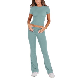 ชุดสูทผ้ายืด2ชิ้นสำหรับผู้หญิงชุดฝึกเข้ายิมแฟชั่นสำหรับผู้หญิงชุดออกกำลังกายผ้ายืดออกแบบโลโก้ได้ตามต้องการ - Product Image 3