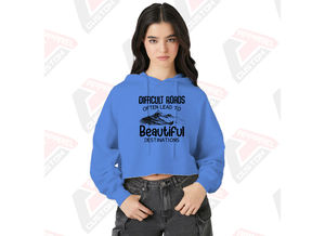 Stylish and Cozy Women's Crop <b>Hoodie</b> 100% Cotton for Winter Layering Embroidered Design Digital Printing Plain Dyed - Product Image 3