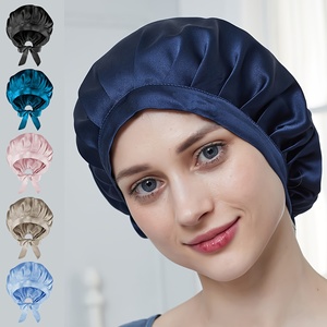 Vente en gros 100% soie de mûrier femme Turban bonnet de couchage Logo personnalisé enveloppes à bord réglable <span class=keywords><strong>avec</strong></span> poignée à cordon usage quotidien adultes - Product Image 3