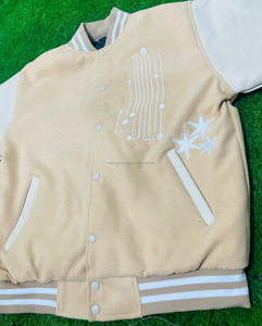 Bomber de béisbol acolchado con logotipo personalizado de fabricante OEM, chaqueta universitaria transpirable de chenilla bordada, lana y cuero, estampado de invierno - Product Image 6