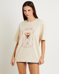 Camiseta Holgada Ecológica de Verano para Mujer, con Mangas Cortas, Cuello Redondo Acanalado, Estampado Gráfico en la Parte Delantera - Product Image 5