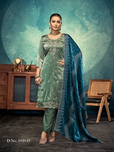 Nouvelle élégante robe de chambre vente chaude Salwar Suit & Dupatta avec broderie et travail de diamant exportateur mondial - Product Image 5