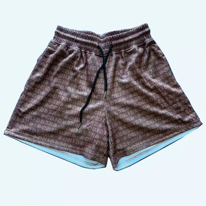 Vintage Streetwear Double <b>Mesh</b> Basketball <b>Shorts</b> <b>Men</b> Custom Printed Logo Embroidered Tackle Mid Waist Knitted Weave Digital - Product Image 5
