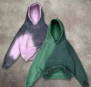 Sudadera con Capucha de Moda Invernal para Hombre, 100% Algodón, Lavado Desteñido, Estilo Urbano, con Bordado y Detalles Decorativos de Pedrería - Product Image 4