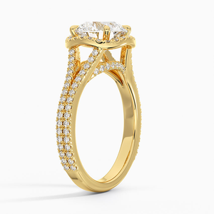 Anillo de Halo de diamante cultivado en laboratorio de corte redondo de oro de 10K, anillo de compromiso de boda y aniversario de moda, regalo de fiesta, regalo de joyería para mujer - Product Image 2