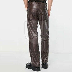 Pantalones de cuero con logotipo personalizado para hombre, diseño único, ligero, recto, patrón, cintura media, estilo informal, precio al por mayor - Product Image 4