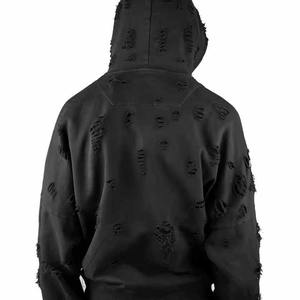 Pull-over à capuche surdimensionné personnalisé de haute qualité Vêtements de rue Harajuku vintage avec trous déchirés design lourds pour l'hiver - Product Image 3