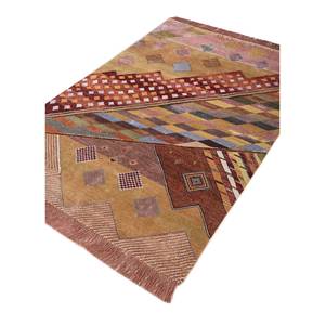 Manchaha Geometric Pattern Hand Knotted <b>Wool</b> & Bamboo Silk Rug <b>Red</b> & Orange-For Home Use Les-2358 - Product Image 2