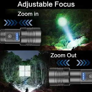 Siêu Sáng Kim Loại Không Thấm Nước Zoom Torch Ánh Sáng Linterna USB-C Dài Phạm Vi Xhp70 Mạnh Mẽ LED COB Chiến Thuật Đèn Pin Có Thể Sạc Lại