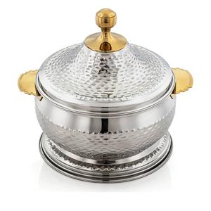 Pot chaud isolé de portion de nourriture de conception incurvée par main de style unique avec martelé pour l'article d'utilisation de restaurant d'hôtel à la maison - Product Image 2