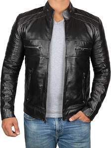Veste d'hiver pour homme de haute qualité personnalisée, en cuir lavé et polyester, coupe-vent avec motif en relief, veste pour homme - Product Image 2