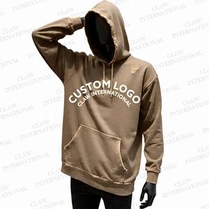 เสื้อฮู้ดพิมพ์โลโก้ผ้าฝ้ายรุ่นเฮฟวี่เวทสำหรับผู้ชายโอเวอร์ไซส์พิมพ์ลายโชว์ไหล่ปรับแต่งได้ - Product Image 5