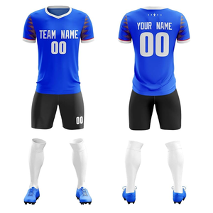 Camisetas de fútbol de secado rápido con logotipo personalizado, pantalones cortos de uniforme de equipo de fútbol Unisex impresos por sublimación completa - Product Image 4