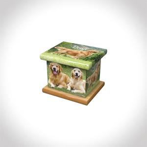 Boîte en bois Urne funéraire pour animaux de compagnie pour cendres d'animaux avec pattes imprimées - Product Image 1