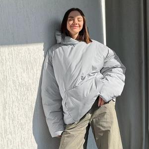 Veste matelassée surdimensionnée pour femme manteau rembourré d'hiver chaud avec col haut vêtements d'extérieur décontractés - Product Image 2