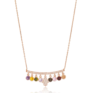 Mix Stone and Hamsa Design pendentif turc vente en gros collier en argent Sterling 925 fabriqué à la main - Product Image 1