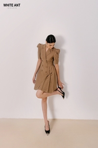 Vestidos de mujer de calidad ecológica Ropa de mujer elegante Botones de 2 filas ROMAN SUNDAY PLEAT DRESS Linen12 % Rayon66 % Nylon22 % - Product Image 5