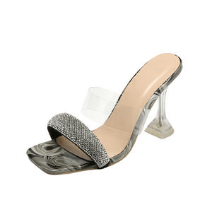 2024 estivo nuova moda sandali con tacco alto di grandi dimensioni con tacco alto da <span class=keywords><strong>donna</strong></span> primo paio di parole tacco sottile infradito da <span class=keywords><strong>donna</strong></span> sandali Slip-on - Product Image 1