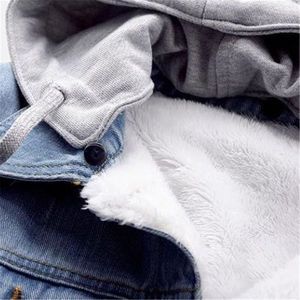 Veste en jean à capuche pour femme avec doublure en polaire sherpa, manteau en jean chaud d'hiver, vêtement d'extérieur thermique épais pour femmes, décontracté et ajusté - Product Image 3