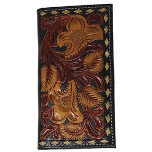 Cartera Larga Estilo Bohemio Hecha a Mano, Estilo Vintage Occidental, Cuero Genuino con Acabado Artesanal, Cierre de Cremallera Resistente, para Uso Diario - Product Image 3