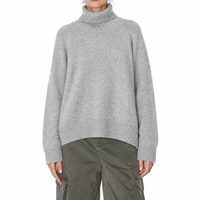 Pull-over col roulé tricoté sur mesure pour femme, manches raglan, coupe oversize, confortable, style minimaliste, automne-hiver, décontracté, OEM