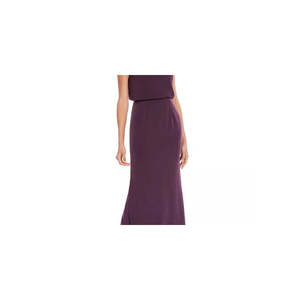 Vestido de noche de satén para mujer Adrianna Papell, talla 4, morado, con abertura, sin mangas, cuello tipo capucha, maxi, corte recto, natural - Product Image 2