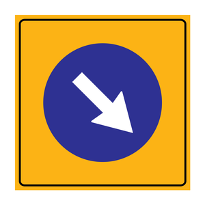 Panneau de signalisation routière réfléchissant 90x90 cm TT-36a en plastique, signalisation d'avertissement et de sécurité 'Passez à droite' - Product Image 1