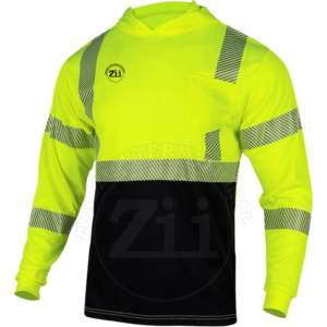 Hi Vis Yellow Black Work Hoodie Worker Reflective Fluorescente Safety Class 3 Reflective Thermal Hoodie con bolsillos en el pecho - Product Image 1