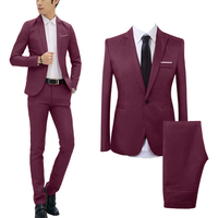 Setelan Jas Bisnis Pria Klasik Slim Fit untuk Pengantin Pria, Berlipit, Bernapas, Anti-statis, Anti-susut, Grosir, Dapat Disesuaikan