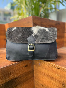 Nouveau Style occidental cheveux sur cacher fourrure cuir sacs à bandoulière haute qualité à la mode véritable fourrure de vachette cuir fronde côté sac à main - Product Image 3